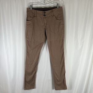 NWOT Kavu Hiking Pants Women's 2 Brown Button Zip Low Rise Cotton Blend